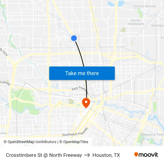 Crosstimbers St @ North Freeway to Houston, TX map