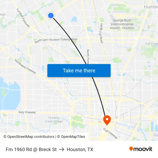 Fm 1960 Rd @ Breck St to Houston, TX map