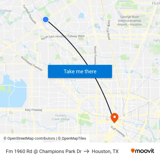 Fm 1960 Rd @ Champions Park Dr to Houston, TX map