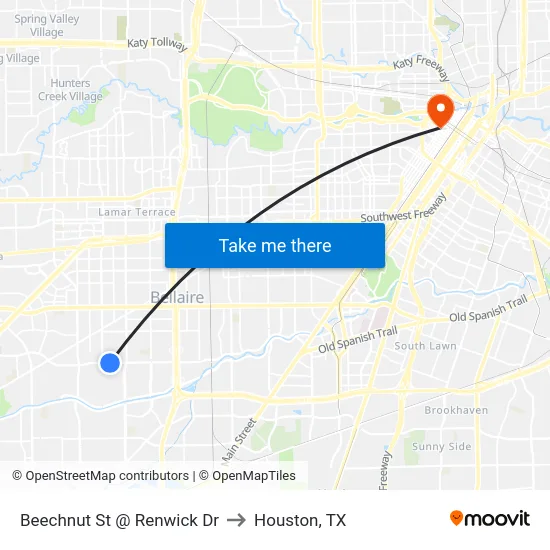 Beechnut St @ Renwick Dr to Houston, TX map