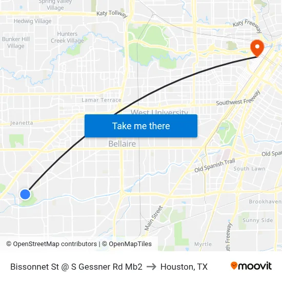 Bissonnet St @ S Gessner Rd Mb2 to Houston, TX map