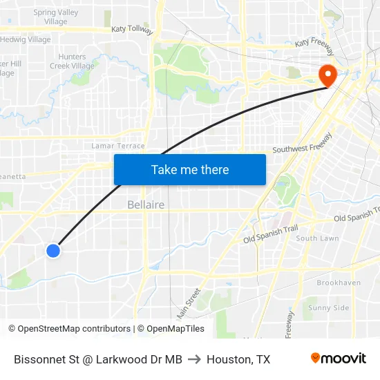 Bissonnet St @ Larkwood Dr MB to Houston, TX map