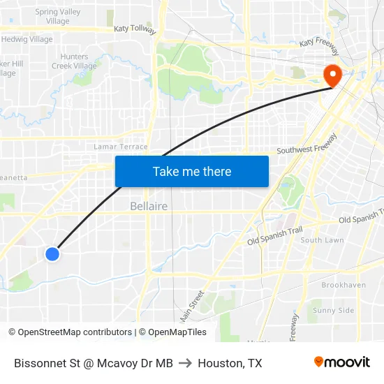 Bissonnet St @ Mcavoy Dr MB to Houston, TX map