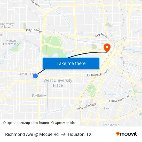 Richmond Ave @ Mccue Rd to Houston, TX map