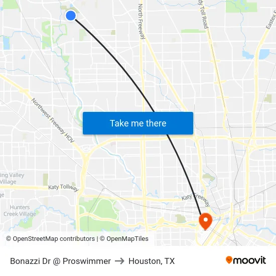 Bonazzi Dr @ Proswimmer to Houston, TX map