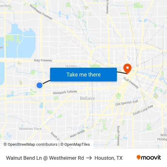 Walnut Bend Ln @ Westheimer Rd to Houston, TX map