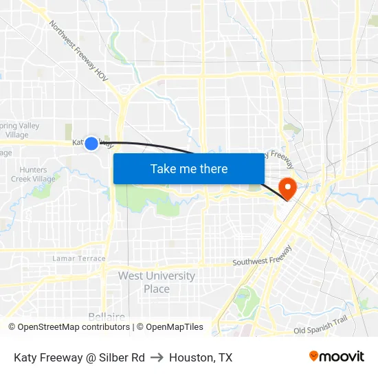 Katy Freeway @ Silber Rd to Houston, TX map