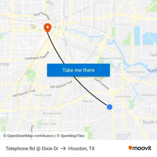 Telephone Rd @ Dixie Dr to Houston, TX map