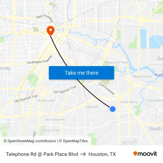 Telephone Rd @ Park Place Blvd to Houston, TX map