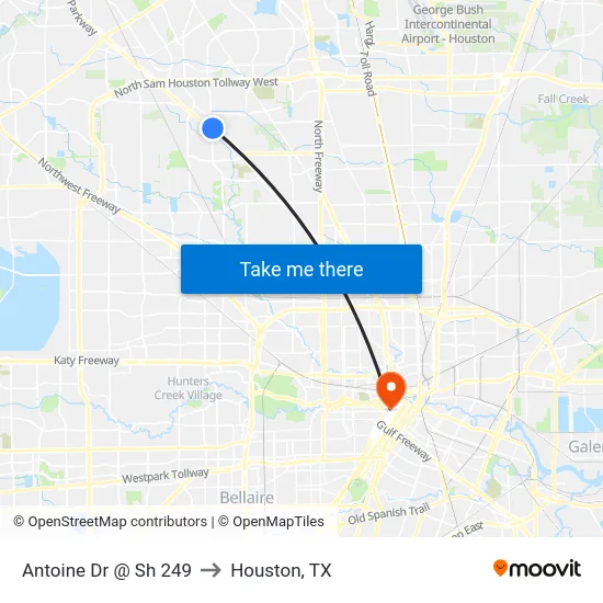 Antoine Dr @ Sh 249 to Houston, TX map