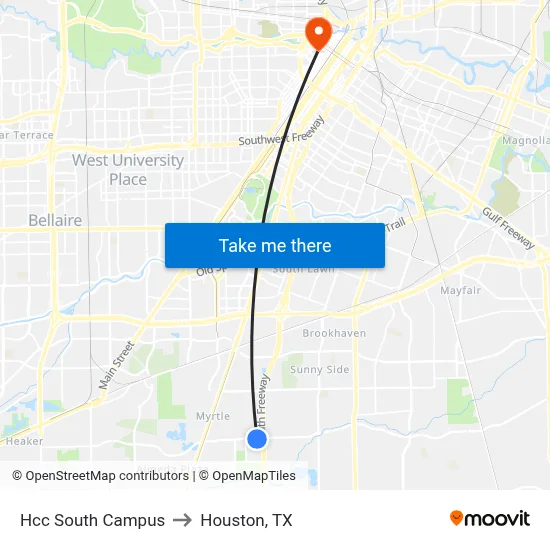 Hcc South Campus to Houston, TX map
