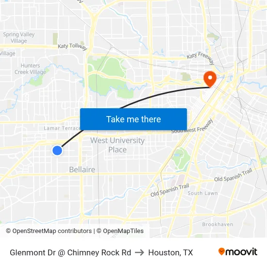Glenmont Dr @ Chimney Rock Rd to Houston, TX map