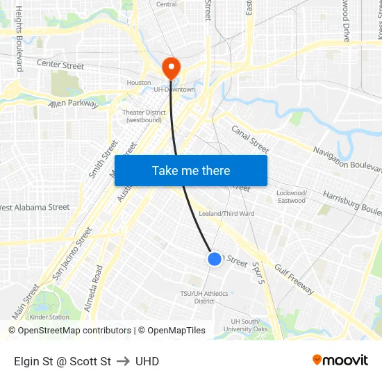 Elgin St @ Scott St to UHD map