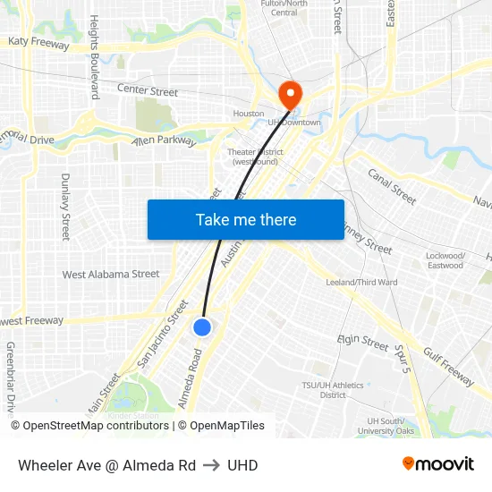 Wheeler Ave @ Almeda Rd to UHD map