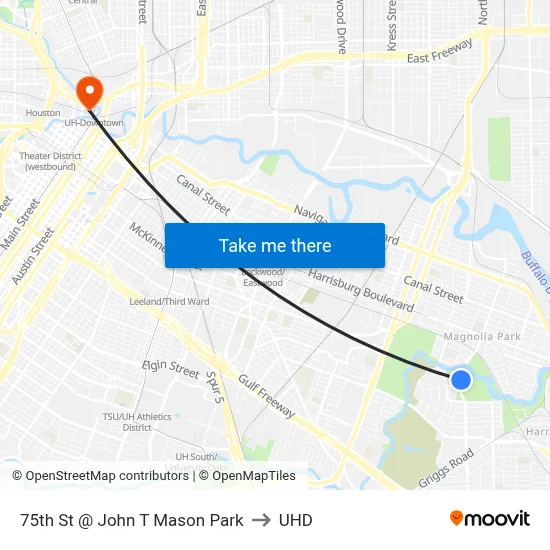 75th St @ John T Mason Park to UHD map