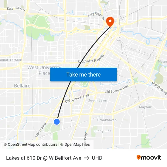 Lakes at 610 Dr @ W Bellfort Ave to UHD map