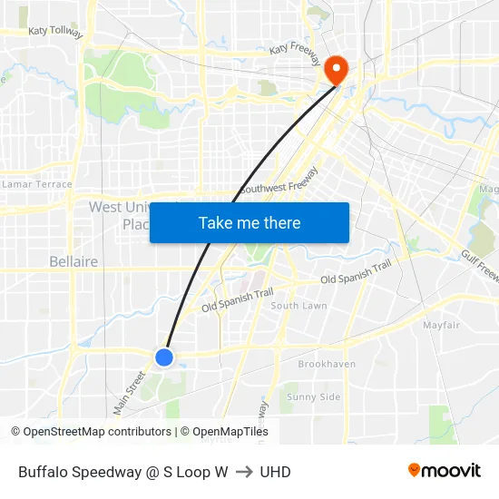 Buffalo Speedway @ S Loop W to UHD map