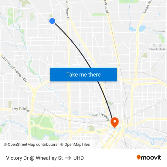 Victory Dr @ Wheatley St to UHD map