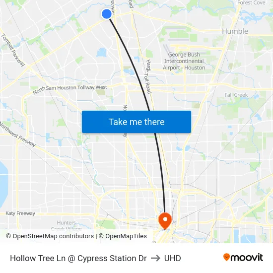 Hollow Tree Ln @ Cypress Station Dr to UHD map