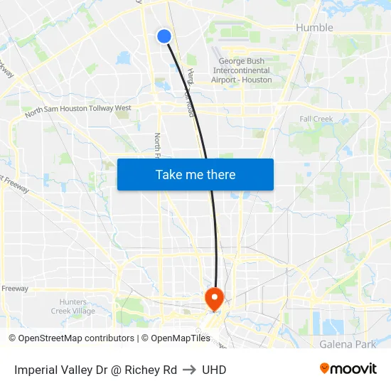 Imperial Valley Dr @ Richey Rd to UHD map