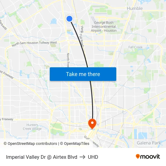 Imperial Valley Dr @ Airtex Blvd to UHD map