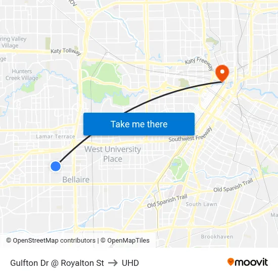 Gulfton Dr @ Royalton St to UHD map