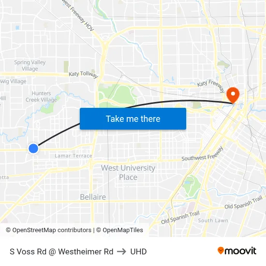 S Voss Rd @ Westheimer Rd to UHD map