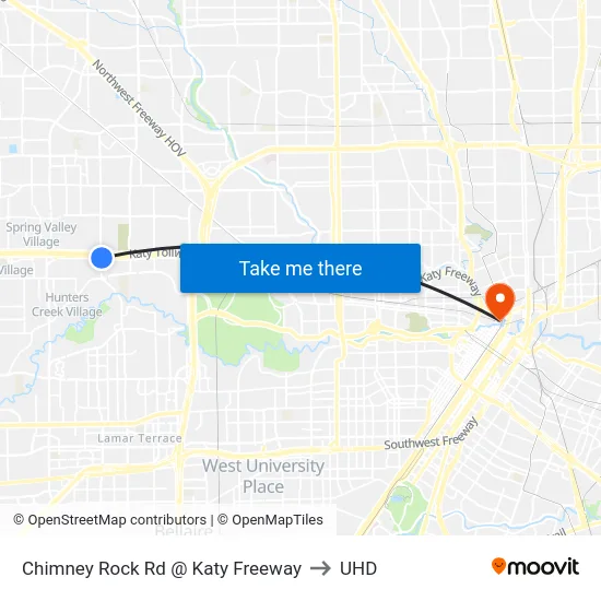 Chimney Rock Rd @ Katy Freeway to UHD map