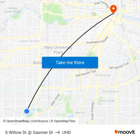 S Willow Dr @ Gasmer Dr to UHD map