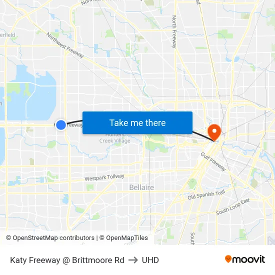 Katy Freeway @ Brittmoore Rd to UHD map