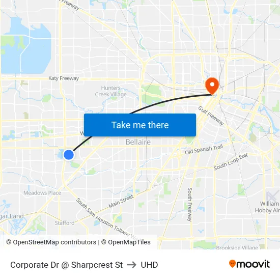 Corporate Dr @ Sharpcrest St to UHD map