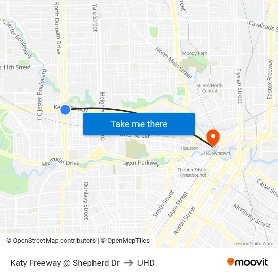 Katy Freeway @ Shepherd Dr to UHD map