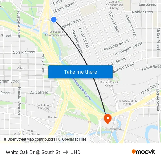 White Oak Dr @ South St to UHD map