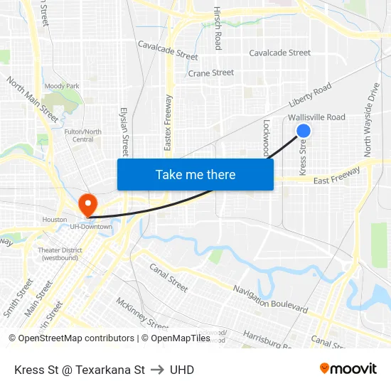 Kress St @ Texarkana St to UHD map