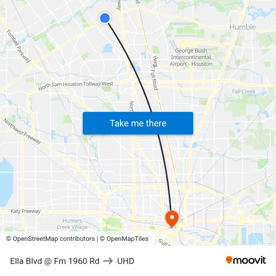 Ella Blvd @ Fm 1960 Rd to UHD map