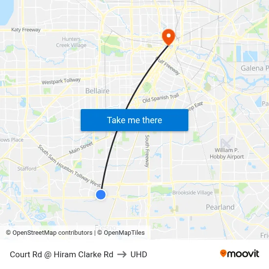 Court Rd @ Hiram Clarke Rd to UHD map