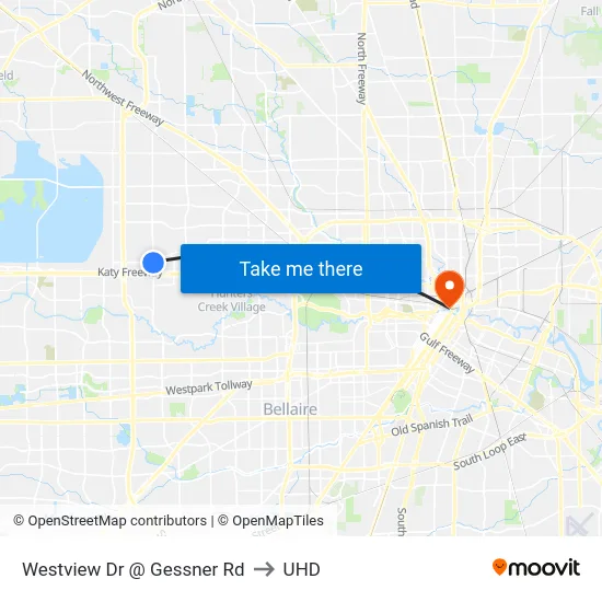 Westview Dr @ Gessner Rd to UHD map