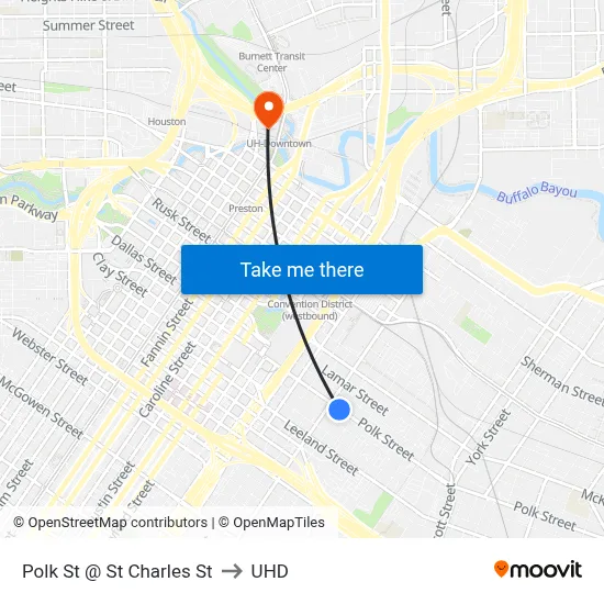 Polk St @ St Charles St to UHD map