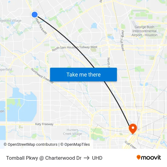 Tomball Pkwy @ Charterwood Dr to UHD map