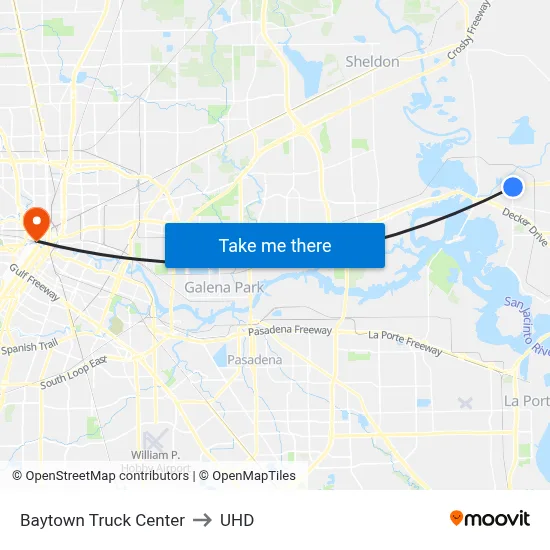 Baytown Truck Center to UHD map