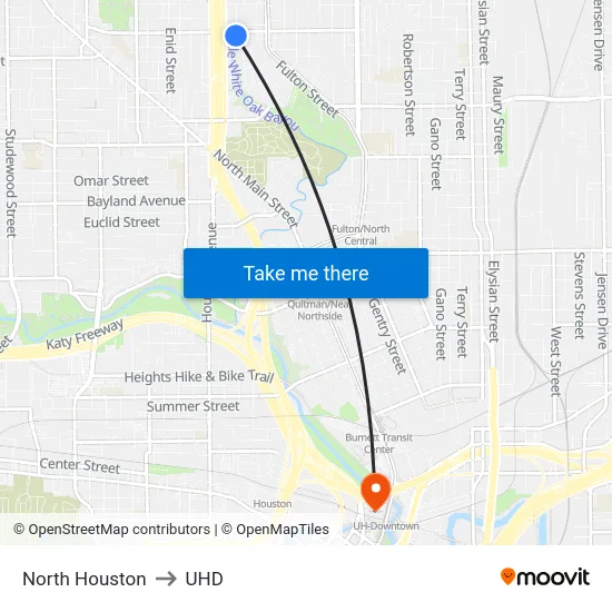 North Houston to UHD map