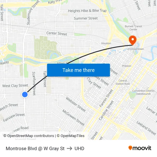 Montrose Blvd @ W Gray St to UHD map