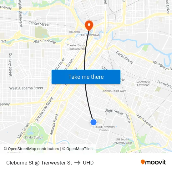 Cleburne St @ Tierwester St to UHD map