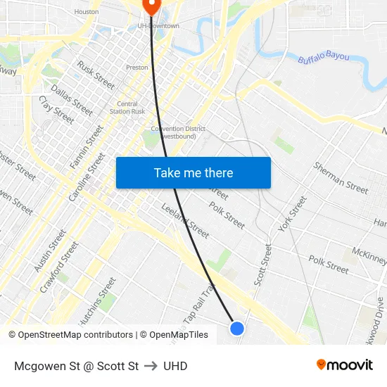 Mcgowen St @ Scott St to UHD map
