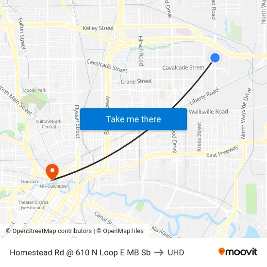 Homestead Rd @ 610 N Loop E MB Sb to UHD map