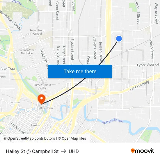 Hailey St @ Campbell St to UHD map