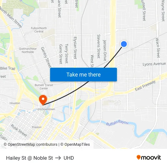 Hailey St @ Noble St to UHD map