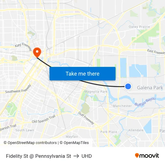 Fidelity St @ Pennsylvania St to UHD map