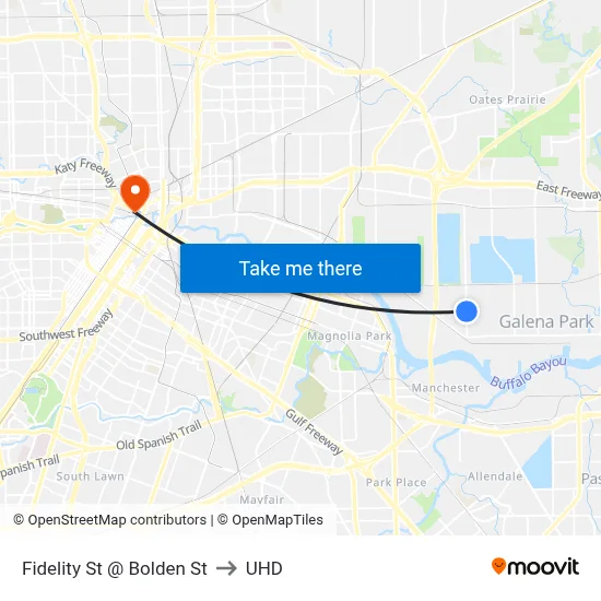 Fidelity St @ Bolden St to UHD map