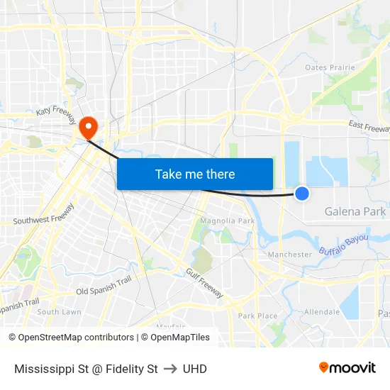 Mississippi St @ Fidelity St to UHD map